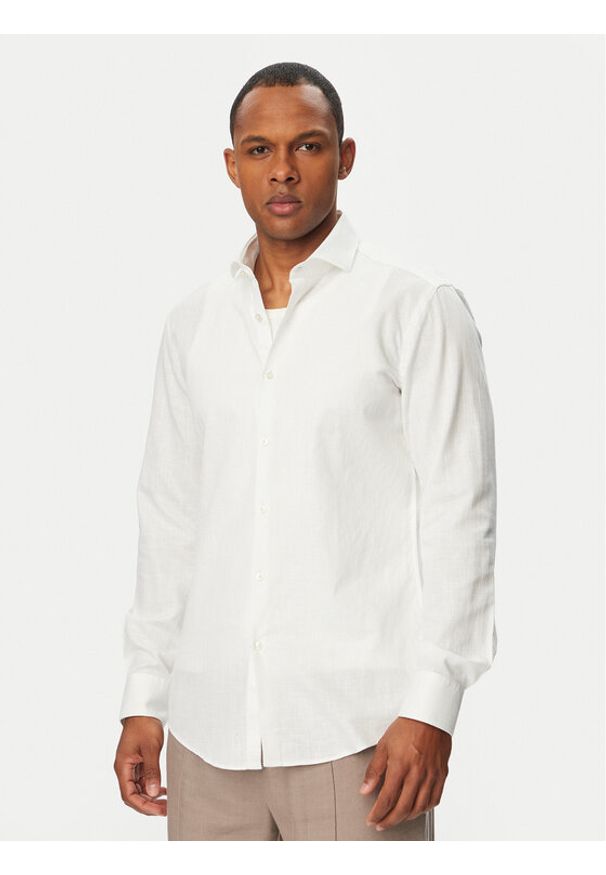 Hugo - HUGO Koszula Kason 50539775 Biały Slim Fit. Kolor: biały. Materiał: bawełna