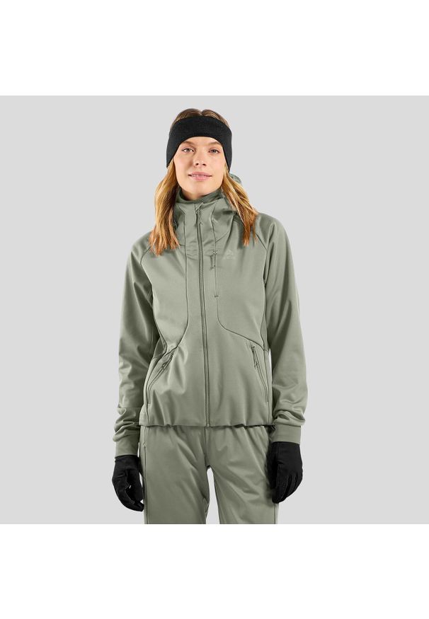 Kurtka przeciwwiatrowa Odlo Jacket ZEROWEIGHT WINDPROOF X WARM. Kolor: beżowy, wielokolorowy, zielony. Sezon: zima. Sport: narciarstwo