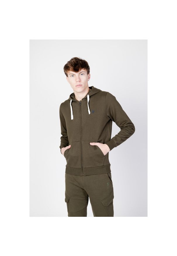 U.S. Polo Assn - Bluza Mężczyzna U.S. POLO ASSN. LUKE EH33. Typ kołnierza: polo. Kolor: zielony. Materiał: bawełna