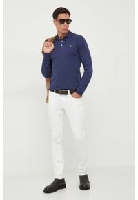 Polo Ralph Lauren longsleeve bawełniany kolor niebieski gładki. Typ kołnierza: polo. Kolor: niebieski. Materiał: bawełna. Długość rękawa: długi rękaw. Długość: krótkie. Wzór: gładki #5