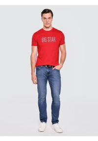 Big-Star - Koszulka męska z logo BIG STAR czerwona Melsar 603. Kolor: czerwony. Materiał: dzianina. Wzór: nadruk. Styl: klasyczny, wizytowy