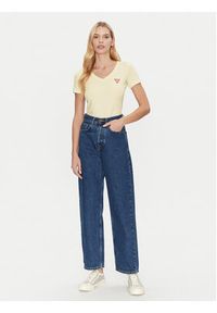 Guess T-Shirt W2YI45 J1314 Żółty Slim Fit. Kolor: żółty. Materiał: bawełna