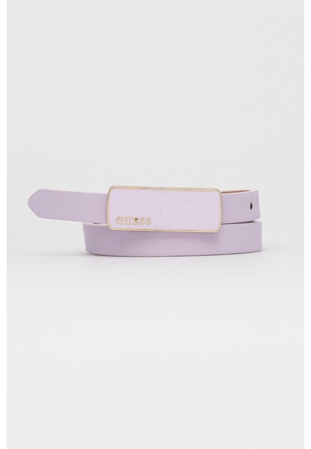 Guess pasek damski kolor fioletowy. Kolor: fioletowy. Materiał: guma