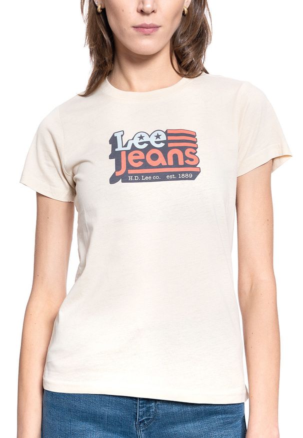Lee - DAMSKI T-SHIRT LEE CREW NECK TEE BLEACHED SAND L41LYGOC 112109072
