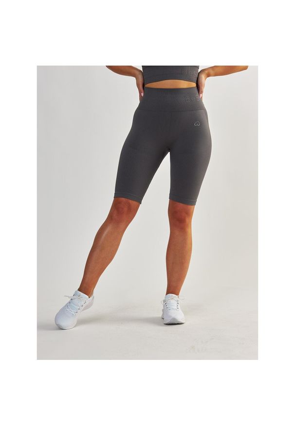 BESHAPED - Szorty Bikery fitness damskie Beshaped Body Boost modelujące. Kolor: szary. Materiał: nylon. Sport: fitness