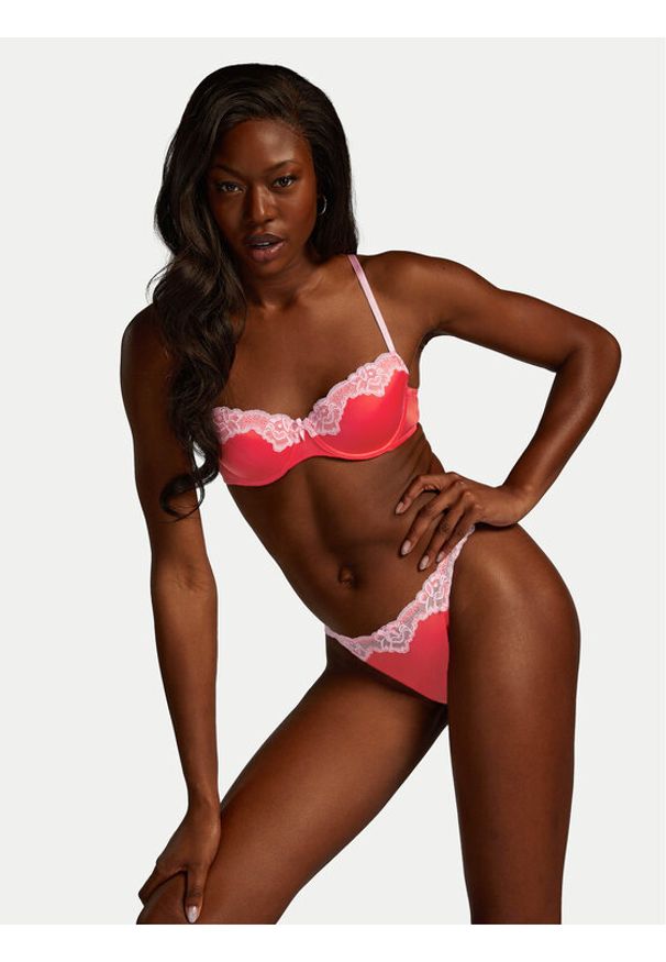 Hunkemöller Biustonosz z fiszbiną Lace & Shine 204610 Czerwony. Kolor: czerwony. Materiał: syntetyk
