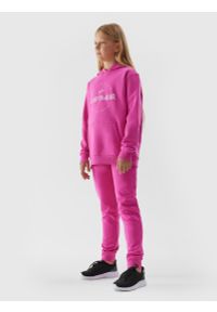 4F JUNIOR - Spodnie dresowe joggery dziewczęce. Kolor: różowy. Materiał: dresówka. Długość: długie