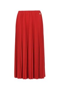 Ochnik - Długa czerwona plisowana spódnica. Kolor: czerwony. Materiał: poliester, materiał. Długość: długie