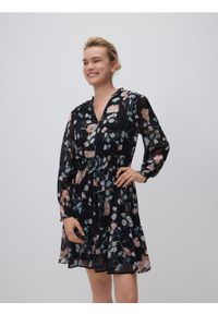 Reserved - Wzorzysta sukienka mini - wielobarwny. Materiał: tkanina. Długość: mini #1