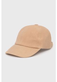 Marella czapka kolor beżowy gładka. Kolor: beżowy. Wzór: gładki
