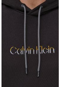 Calvin Klein bluza męska kolor czarny z kapturem gładka. Typ kołnierza: kaptur. Kolor: czarny. Wzór: gładki