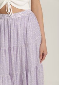 Renee - Liliowa Spódnica Thaliphite. Kolor: fioletowy. Wzór: kwiaty #2