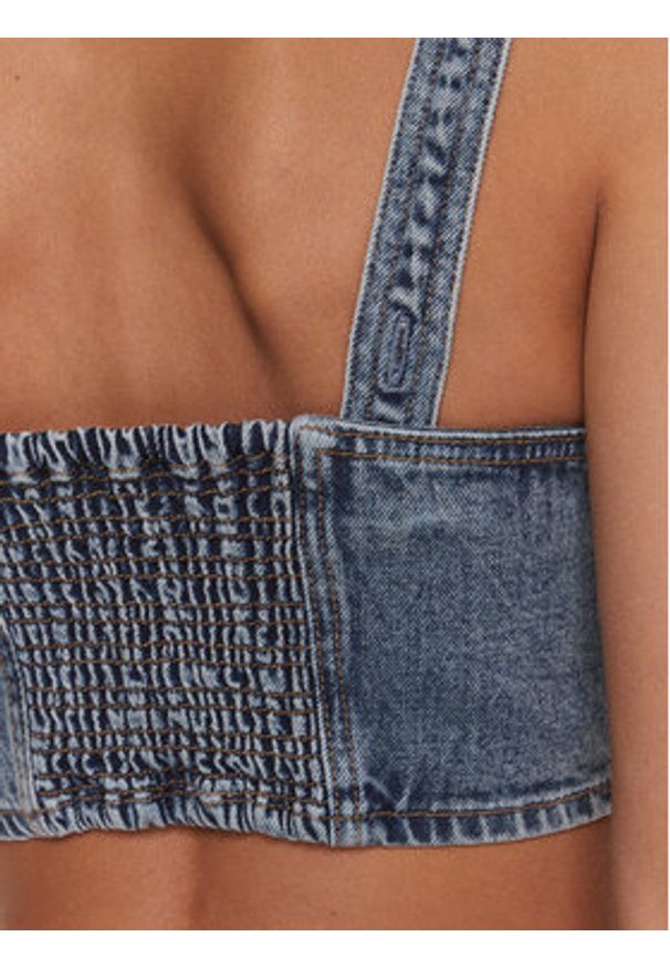 Tommy Jeans Top DW0DW17065 Niebieski Slim Fit. Kolor: niebieski. Materiał: bawełna