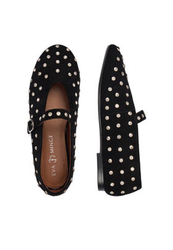 Eva Minge Baleriny EO-NALA-249060-51 Czarny. Kolor: czarny. Materiał: skóra, zamsz