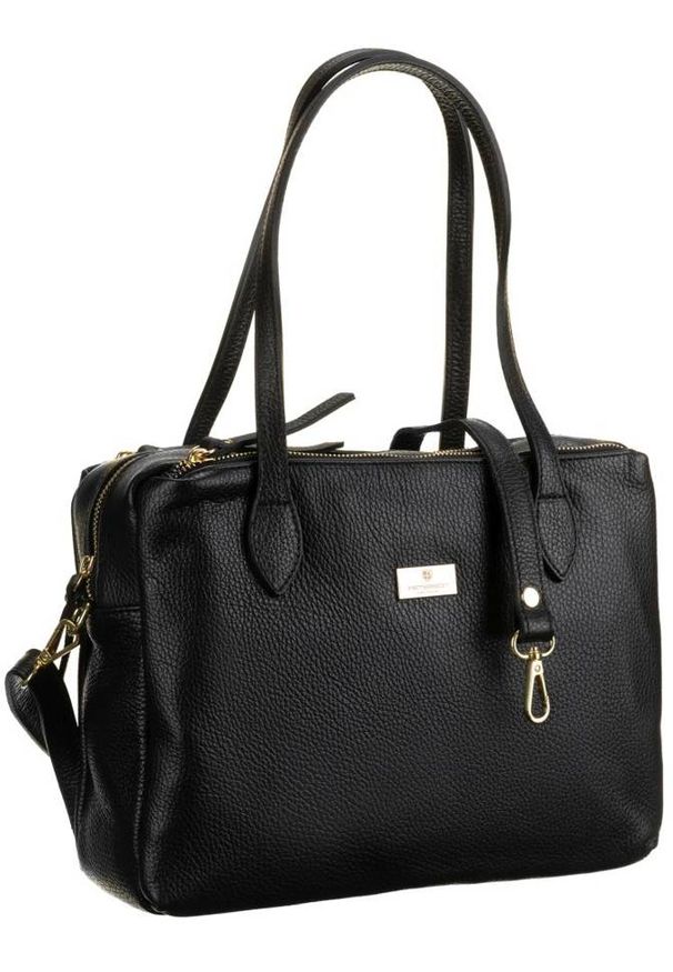 Klasyczny kuferek czarny Peterson PTN TWP-005 BLACK. Kolor: czarny. Materiał: skórzane. Styl: klasyczny