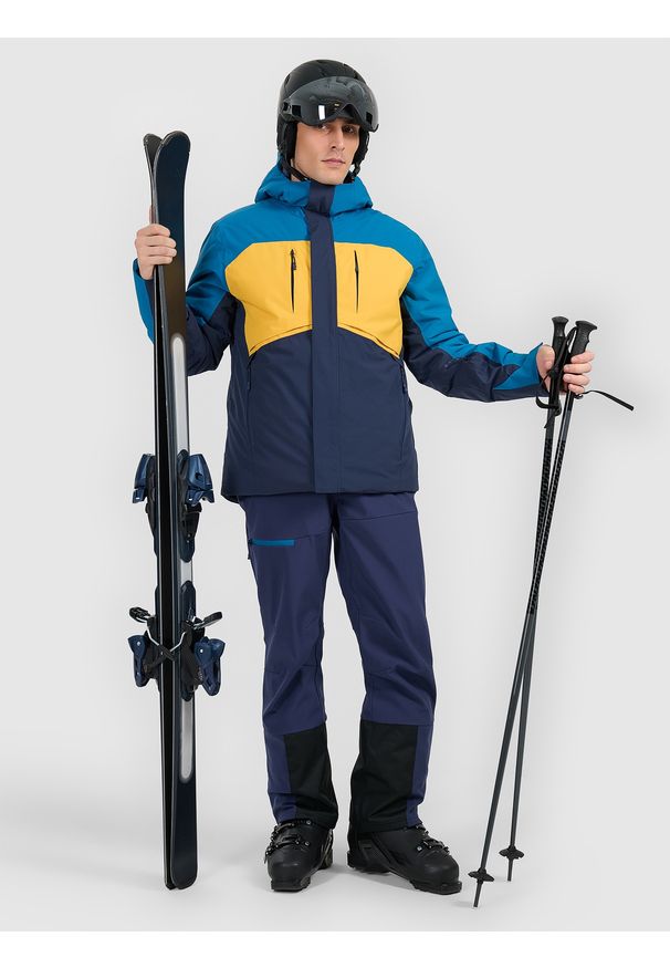 4f - 4F Kurtka narciarska membrana 10000 męska - turkusowa 3XL. Kolor: turkusowy. Materiał: tkanina, skóra, poliester, materiał. Wzór: gładki. Sezon: zima