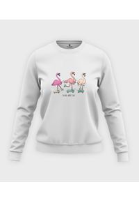 MegaKoszulki - Bluza klasyczna damska Skate Flamingi. Materiał: bawełna. Długość: długie. Wzór: nadruk. Styl: klasyczny #1
