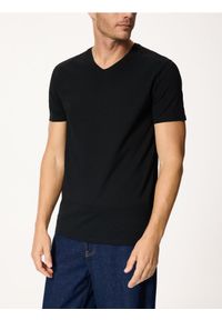 Reserved - Bawełniany t-shirt slim fit - czarny. Kolor: czarny. Materiał: bawełna