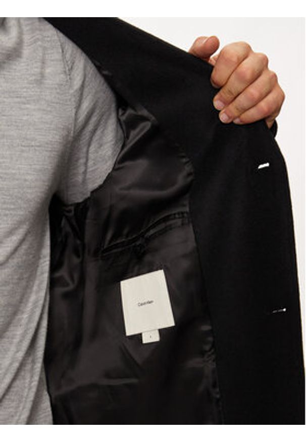 Calvin Klein Płaszcz wełniany K10K113664 Czarny Regular Fit. Kolor: czarny. Materiał: syntetyk