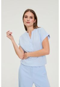 MOODO - Koszula w paski błękitna. Kolor: niebieski. Materiał: wiskoza. Wzór: paski #1