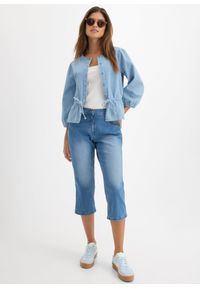 bonprix - Dżinsy rybaczki Slim Fit, mid waist, bawełna. Kolor: niebieski #2