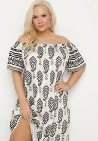 Born2be - Czarna Wiskozowa Sukienka ze Wzorem Boho Ellivra. Okazja: na co dzień. Kolor: czarny. Materiał: wiskoza. Wzór: aplikacja. Styl: boho #7