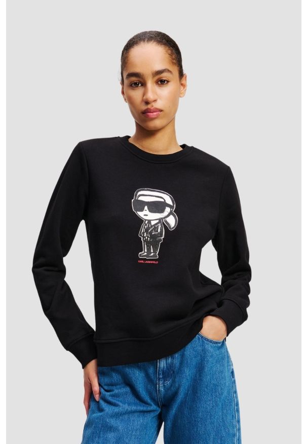 Karl Lagerfeld - KARL LAGERFELD Czarna damska bluza Ikon Sketch, Rozmiar XS. Kolor: czarny