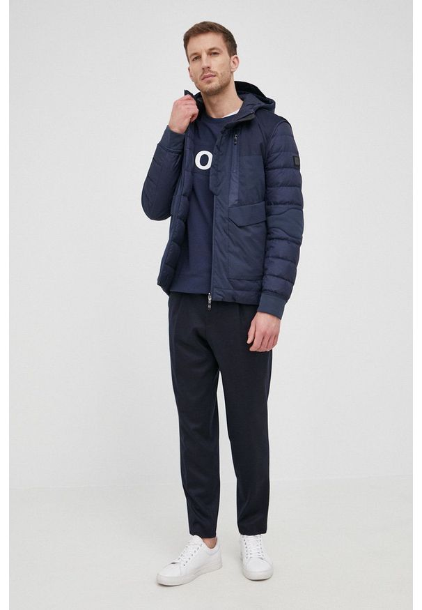 BOSS - Boss bluza Boss Athleisure męska kolor granatowy z nadrukiem. Okazja: na co dzień. Kolor: niebieski. Materiał: dzianina. Wzór: nadruk. Styl: casual