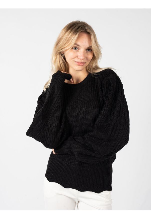 Silvian Heach Sweter "Joconde" | PGA22111 | Kobieta | Czarny. Okazja: na co dzień. Kolor: czarny. Materiał: nylon, akryl. Wzór: ze splotem. Styl: casual