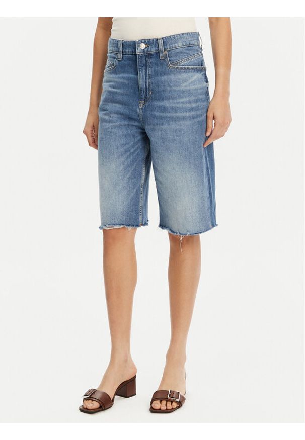 BOSS Szorty jeansowe 50534213 Niebieski Relaxed Fit. Kolor: niebieski. Materiał: bawełna