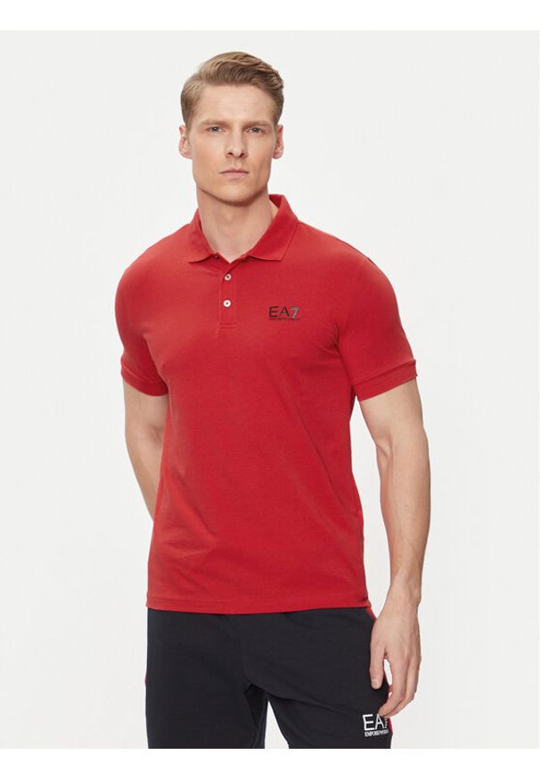 EA7 Emporio Armani Polo 8NPF04 PJM5Z 1461 Czerwony Regular Fit. Typ kołnierza: polo. Kolor: czerwony. Materiał: bawełna