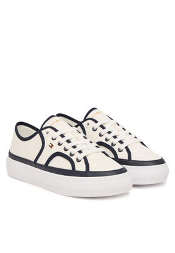 TOMMY HILFIGER - Tommy Hilfiger Tenisówki Platform Vulc Piping FW0FW09394 Biały. Kolor: biały. Materiał: materiał. Obcas: na platformie