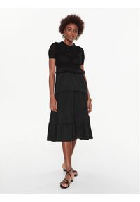 TwinSet - TWINSET Sukienka codzienna 231TT3081 Czarny Regular Fit. Okazja: na co dzień. Kolor: czarny. Materiał: bawełna, syntetyk. Typ sukienki: proste. Styl: casual