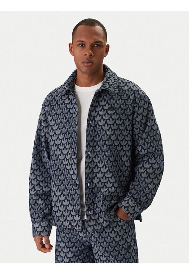 Adidas - adidas Koszula jeansowa Monogram KD0397 Niebieski Loose Fit. Kolor: niebieski. Materiał: bawełna