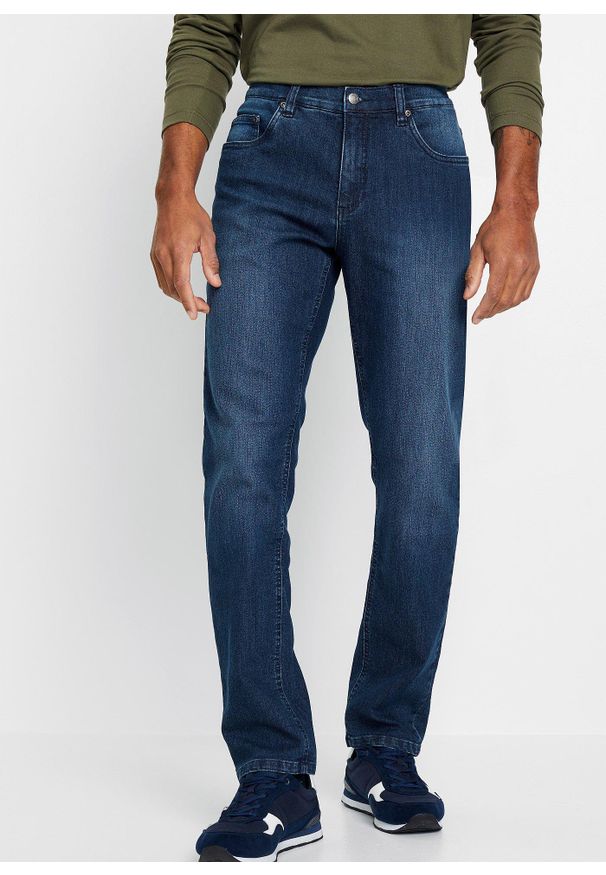 bonprix - Lekkie dżinsy slim fit, straight. Kolor: niebieski