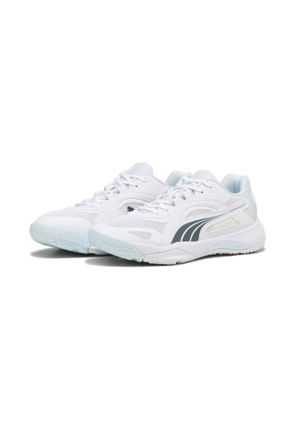 Puma - Buty do piłki ręcznej męskie PUMA Solarstrike II. Kolor: szary, niebieski, wielokolorowy. Materiał: syntetyk, tkanina, materiał. Sport: piłka ręczna