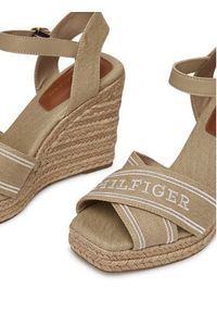TOMMY HILFIGER - Tommy Hilfiger Espadryle Tommy Hilfiger Espad High Wedge FW0FW08668 Beżowy. Kolor: beżowy. Materiał: materiał