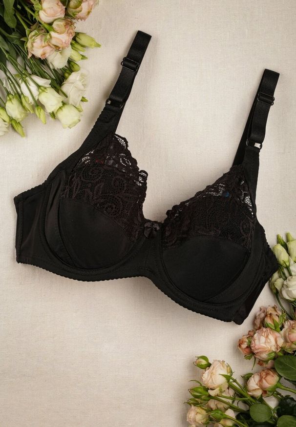 Renee - Czarny Biustonosz Klasyczny Koronkowy Isarria. Kolor: czarny. Materiał: koronka