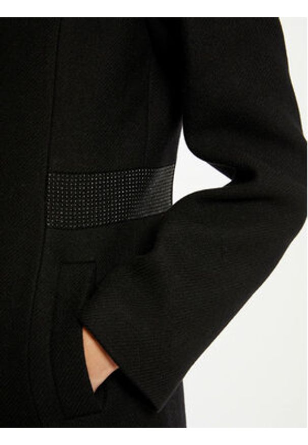 Morgan Płaszcz wełniany 232-GSUZON Czarny Slim Fit. Kolor: czarny. Materiał: syntetyk, wełna