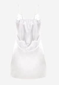 Renee - Biała Koszula Nocna Ismano. Kolor: biały. Materiał: satyna, tkanina, koronka. Wzór: aplikacja, koronka