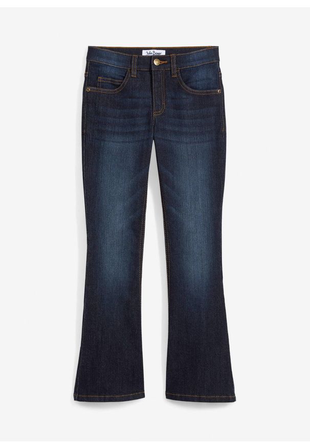 bonprix - Dżinsy flared, mid waist. Kolor: niebieski
