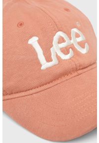 Lee czapka kolor pomarańczowy gładka. Kolor: pomarańczowy. Materiał: bawełna. Wzór: gładki #4