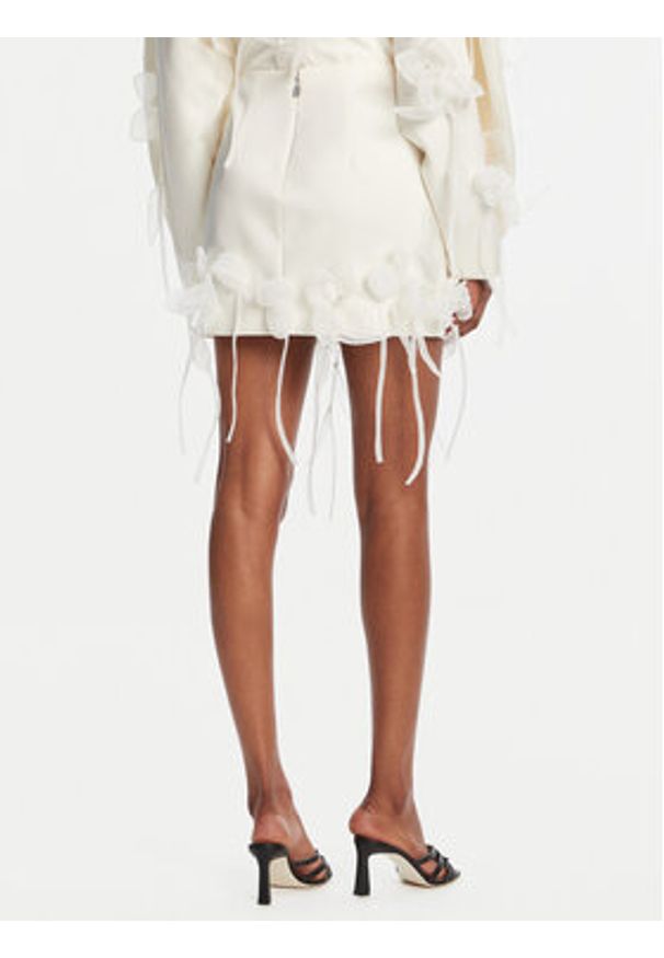 ROTATE Spódnica mini 3D Lily 113884857 Écru Regular Fit. Materiał: syntetyk