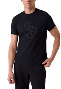 Guess - GUESS Czarny bawełniany t-shirt męski na krótki rękaw z wyszywanym logo 4G Tiberio, Rozmiar XXL. Okazja: na co dzień. Kolor: czarny. Materiał: bawełna. Długość rękawa: krótki rękaw. Długość: krótkie. Styl: elegancki, casual #4