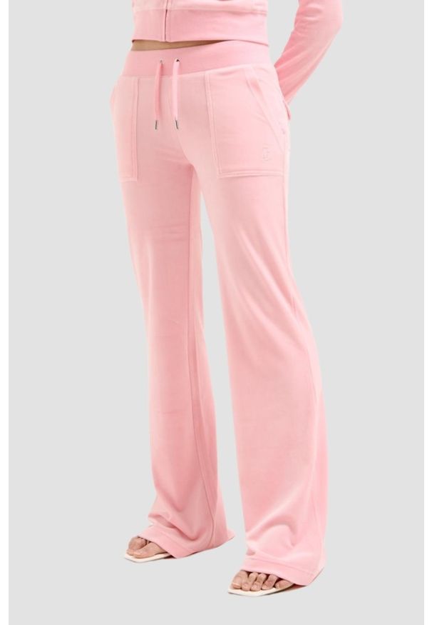 Juicy Couture - JUICY COUTURE Różowe damskie spodnie dresowe Layla Low Rise, Rozmiar M. Kolor: różowy. Materiał: dresówka