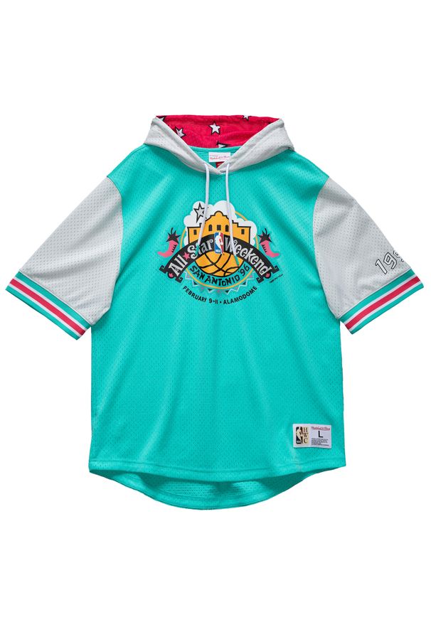 Mitchell & Ness - Bluza z kapturem z krótkim rękawem NBA All Star. Typ kołnierza: kaptur. Kolor: zielony, niebieski, wielokolorowy. Długość rękawa: krótki rękaw. Długość: krótkie. Sport: koszykówka