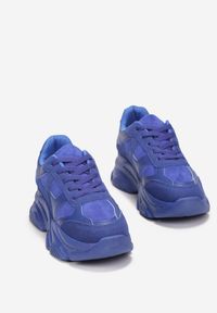 Born2be - Niebieskie Sznurowane Sneakersy na Grubej Podeszwie ze Żłobieniami Dangray. Kolor: niebieski #4