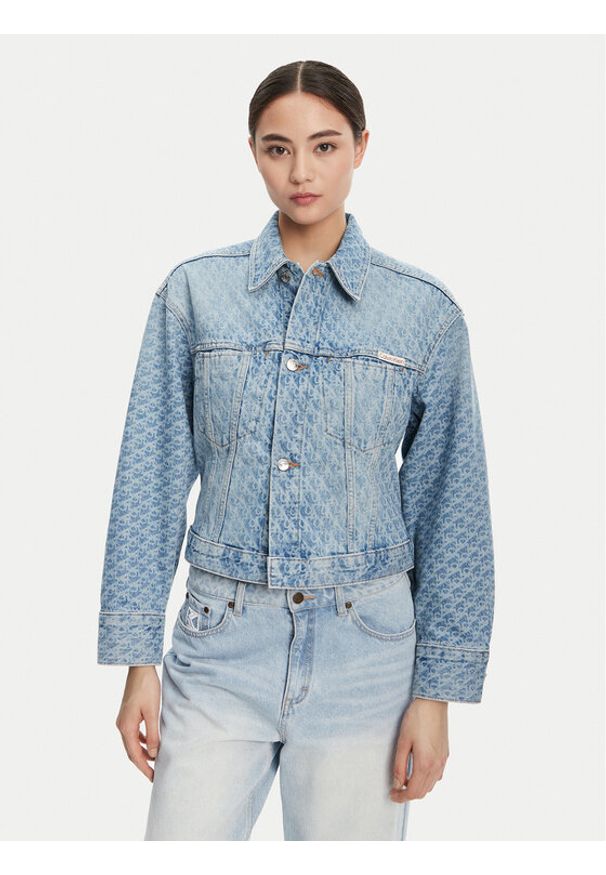 Calvin Klein Jeans Kurtka jeansowa LV047C782G Niebieski Oversize. Kolor: niebieski. Materiał: bawełna
