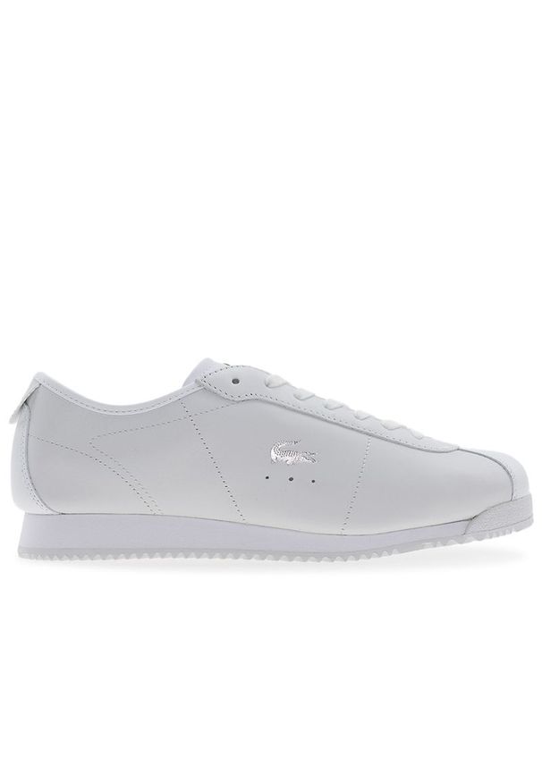 Buty męskie Lacoste Club-Low 125 5 SMA 749SMA0107-21G - białe. Okazja: na co dzień. Zapięcie: sznurówki. Kolor: biały. Materiał: guma, skóra. Wzór: aplikacja. Obcas: na płaskiej podeszwie. Sport: turystyka piesza