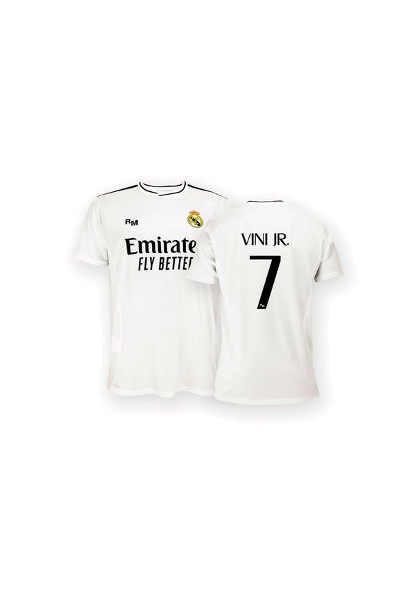 Real Madrid - Koszulka unisex kibica Realu Madryt 2024-25 premium, replika- Vini Jr.- 7. Kolor: biały. Sport: piłka nożna